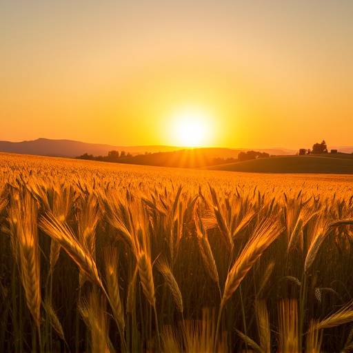 Un'immagine di un campo di grano dorato in Toscana durante il tramonto